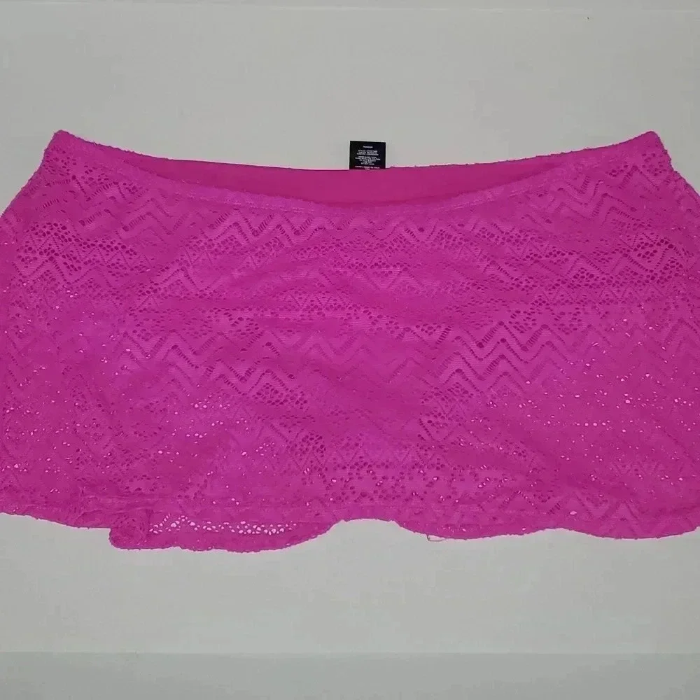 Catalina Magenta Crochet Swim Skirt Womens Size 3x 22W/24W - Picture 1 of 6